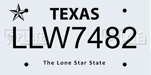 LLW7482 Texas License Plate