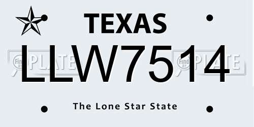 LLW7514 Texas License Plate