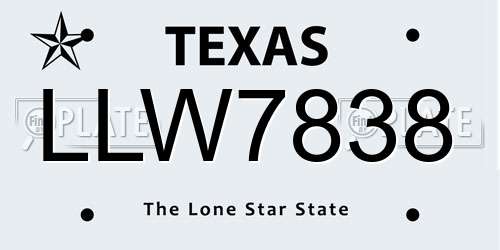 LLW7838 Texas License Plate