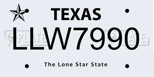 LLW7990 Texas License Plate