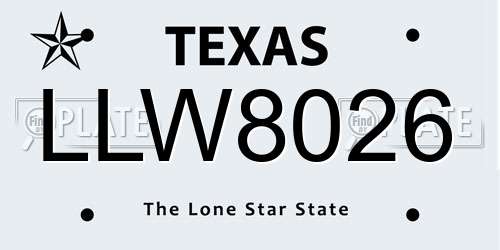 LLW8026 Texas License Plate