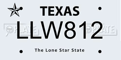 LLW812 Texas License Plate