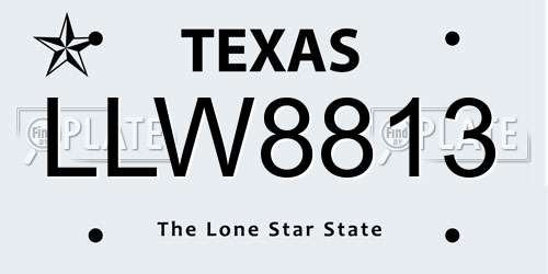 LLW8813 Texas License Plate