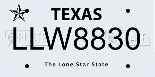 LLW8830 Texas License Plate