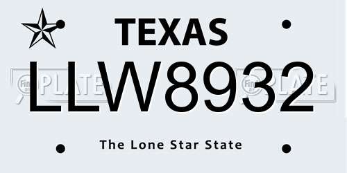 LLW8932 Texas License Plate