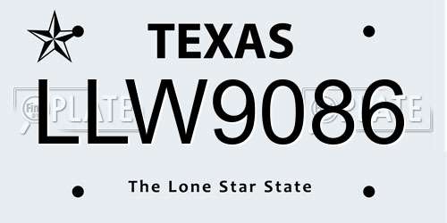 LLW9086 Texas License Plate
