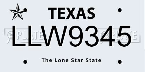 LLW9345 Texas License Plate