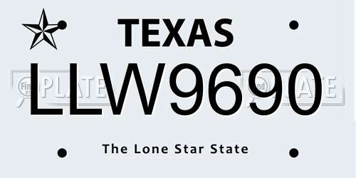 LLW9690 Texas License Plate
