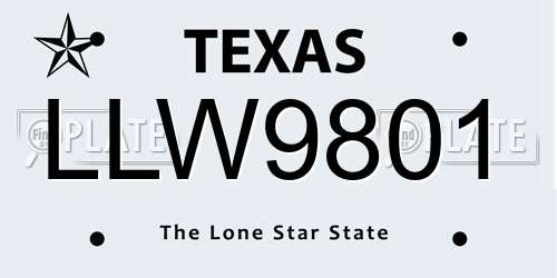 LLW9801 Texas License Plate