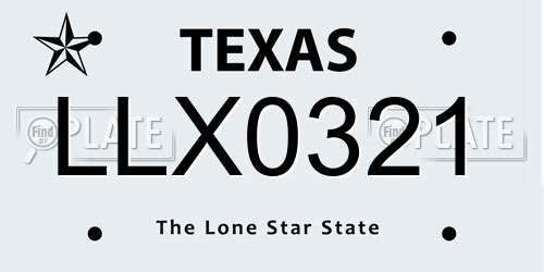 LLX0321 Texas License Plate