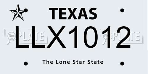 LLX1012 Texas License Plate