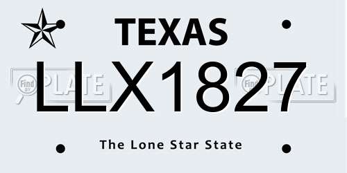 LLX1827 Texas License Plate