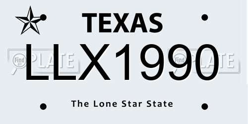 LLX1990 Texas License Plate
