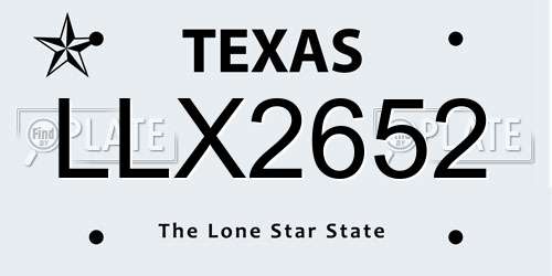 LLX2652 Texas License Plate
