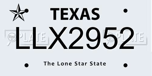 LLX2952 Texas License Plate