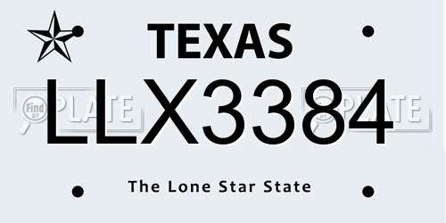 LLX3384 Texas License Plate