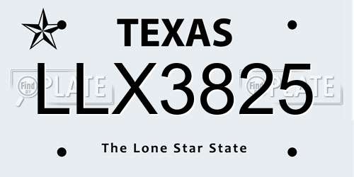 LLX3825 Texas License Plate