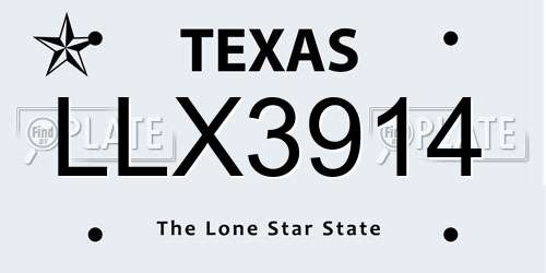 LLX3914 Texas License Plate
