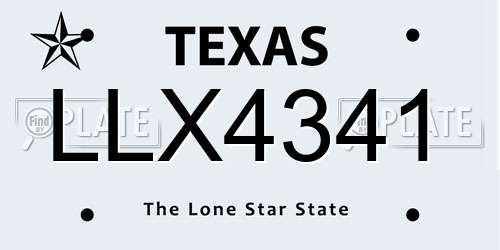 LLX4341 Texas License Plate