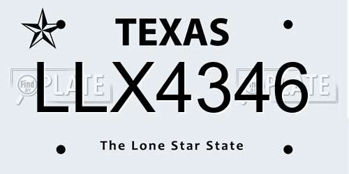 LLX4346 Texas License Plate