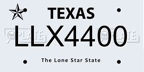 LLX4400 Texas License Plate
