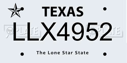 LLX4952 Texas License Plate