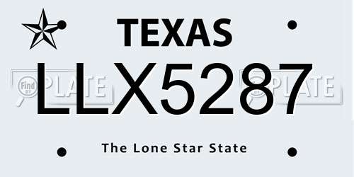 LLX5287 Texas License Plate