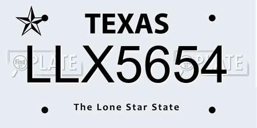 LLX5654 Texas License Plate