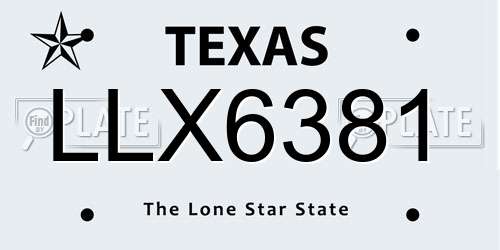 LLX6381 Texas License Plate