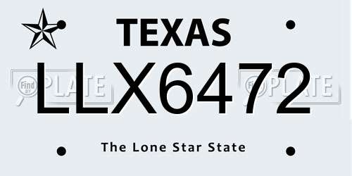 LLX6472 Texas License Plate