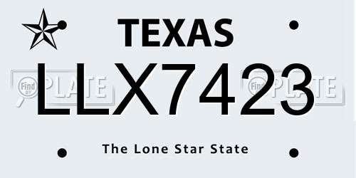 LLX7423 Texas License Plate