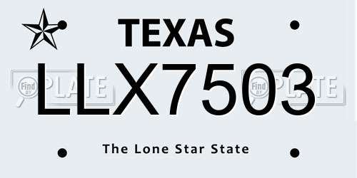 LLX7503 Texas License Plate