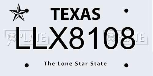 LLX8108 Texas License Plate