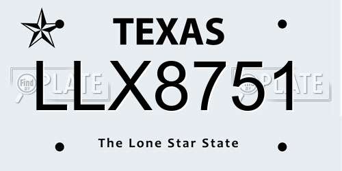 LLX8751 Texas License Plate