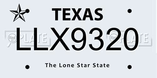 LLX9320 Texas License Plate