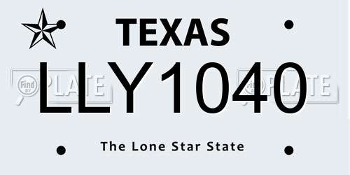 LLY1040 Texas License Plate