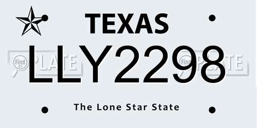 LLY2298 Texas License Plate