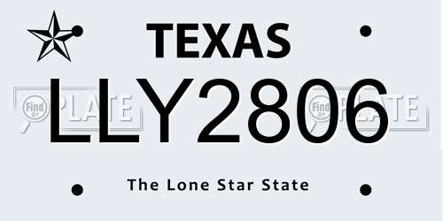 LLY2806 Texas License Plate