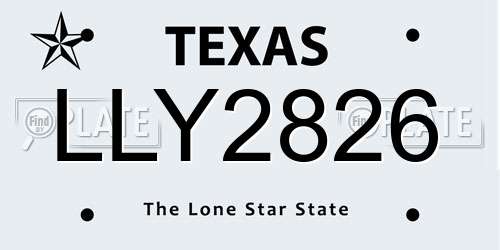 LLY2826 Texas License Plate