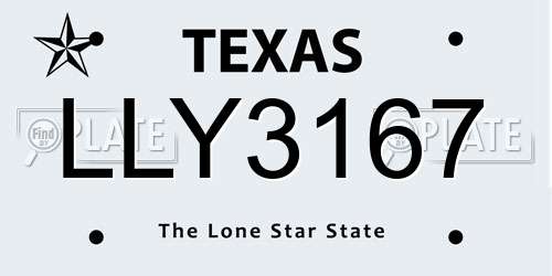 LLY3167 Texas License Plate