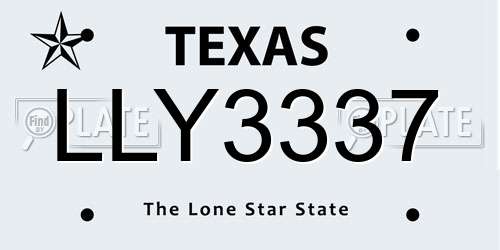 LLY3337 Texas License Plate