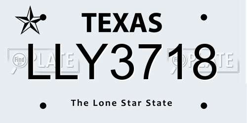 LLY3718 Texas License Plate