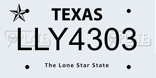 LLY4303 Texas License Plate
