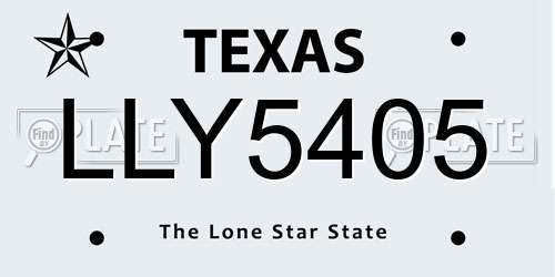 LLY5405 Texas License Plate