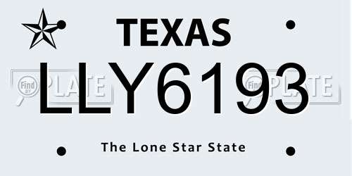 LLY6193 Texas License Plate