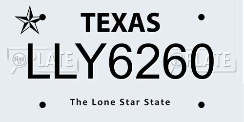 LLY6260 Texas License Plate