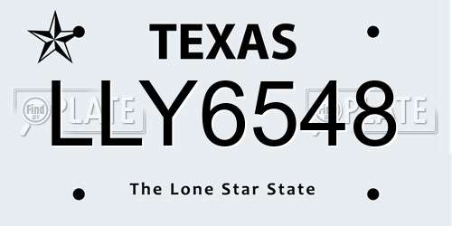 LLY6548 Texas License Plate