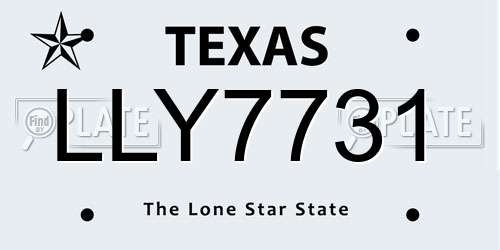 LLY7731 Texas License Plate