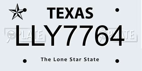 LLY7764 Texas License Plate