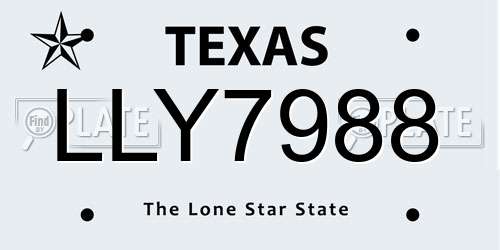 LLY7988 Texas License Plate
